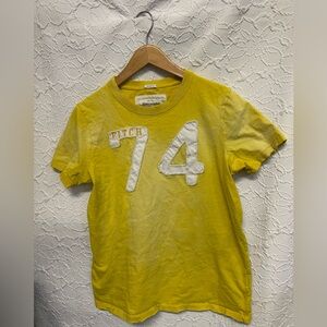 Abercrombie & Fitch Muscle Tee L – Yellow Distressed Appliqué FITCH Y2K Mallcore